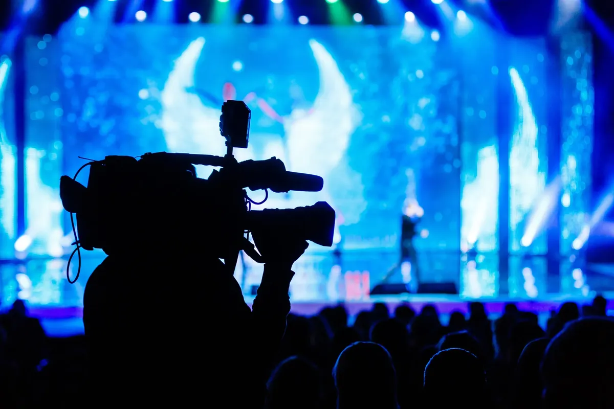 Large conference venue with full audiovisual production setup